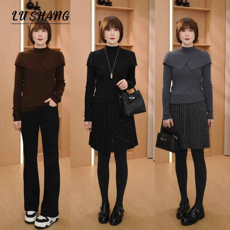 【冬日风琴】半高领荷叶边，弹力竖坑条！露赏2025冬季针织打底上衣