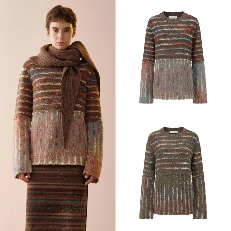 SWAYING/KNIT 彩色条纹大毛衣 SW26PS1T11C1S4