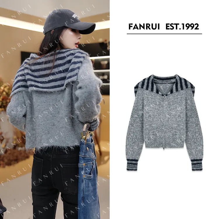 FANRUI/泛芮「贝贝biuu」羊毛混纱秋款舒适百搭时髦毛衣开衫B18236