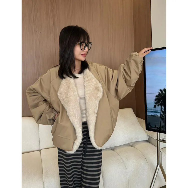 2025秋冬人气爆款双面穿人造小湖羊欧貂绒毛毛外套女慵懒风短上衣