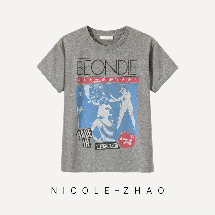 （预售）【贵姐NICOLE】设计师高定气质时尚印花短袖T恤5NDT056