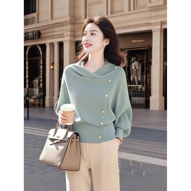 薄荷绿色春秋女装chic韩系超好看高级感别致内搭外穿上衣2025新款