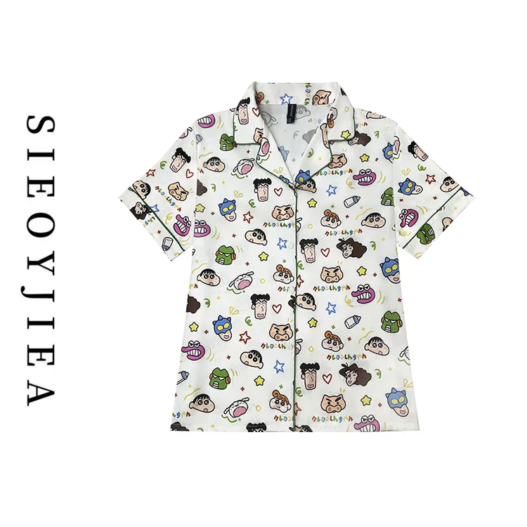 SIEOYJIEA/私迹【蜡笔小新短袖】气质时尚睡衣家居服套装长裤