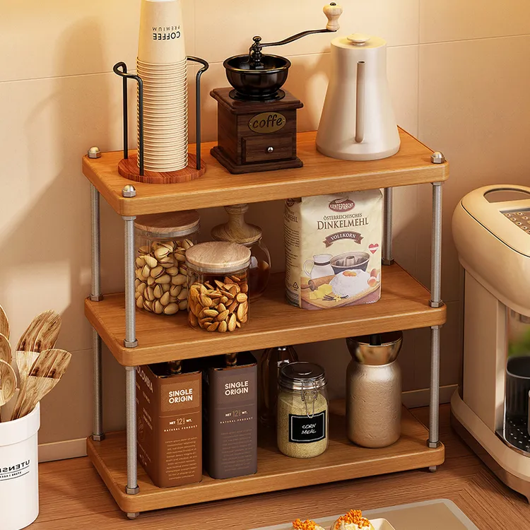 置物架中古风可调节架子客厅厨房办公室工位桌面夹缝收纳架茶杯架