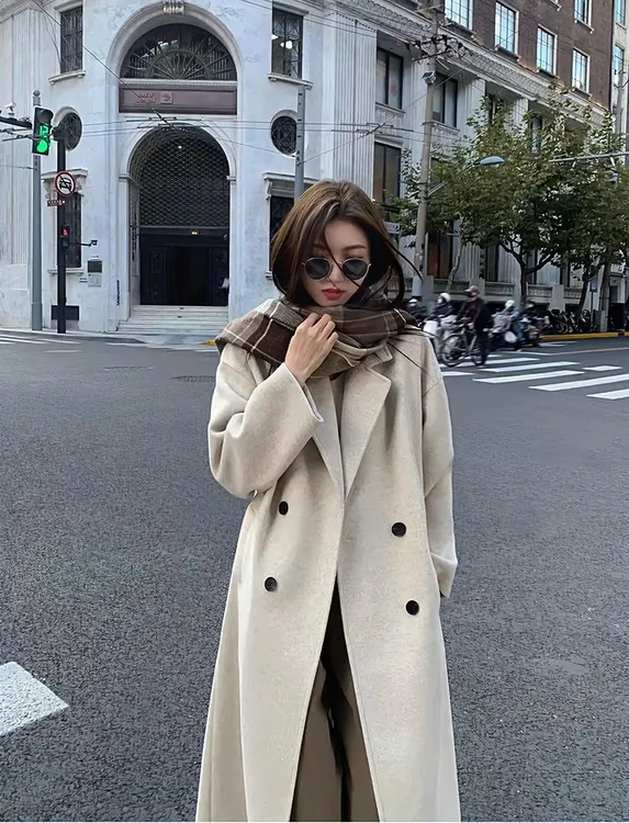 时尚夹棉加厚毛呢外套呢子中长款呢大衣长款毛呢大衣