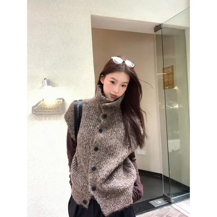 【回忆沙漏马甲】韩系学院风宽松混纺花纱背心+修身内搭打底两件套