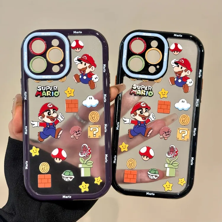 马里奥小图案适用苹果16手机壳新款华为创意OPPO卡通小米VIVO全包