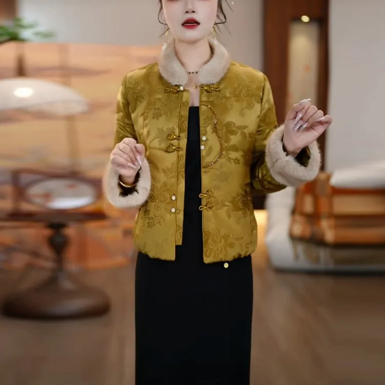 洋气高级感新中式棉服女爆款2025新款气质显瘦国风保暖棉衣短外套