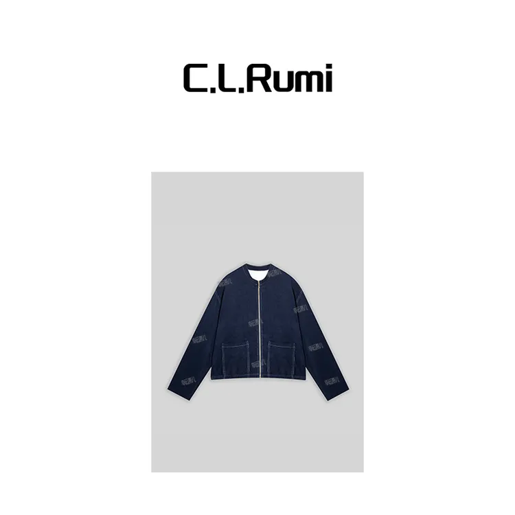 【Rumi女装】“芝加哥”25春百搭薄款撞色休闲圆领拉链外套上衣6608wt