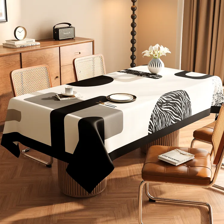 简约现代风桌布防水防油免洗台布轻奢高级感2026新款长方形餐桌布