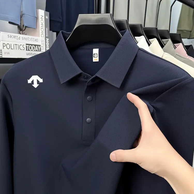奥特莱斯撤柜丨迪桑家长袖POLO衫男士翻领秋季时尚百搭修身t恤衫