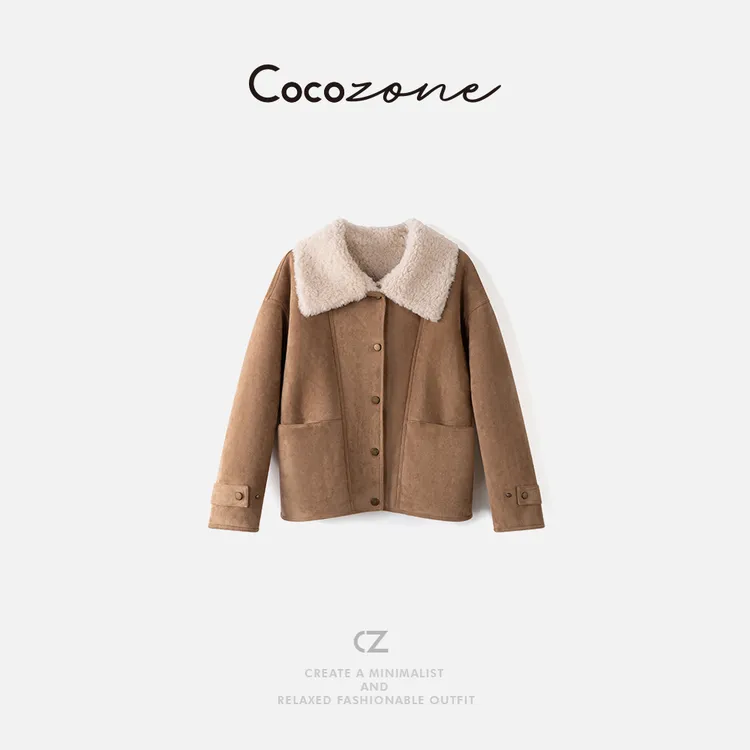 COCO ZONE 刘一一 ”小火炉“100绵羊毛复古翻领外套CD2A2139