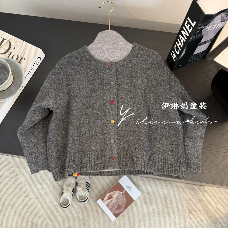 女童2025复古针织开衫2025春秋季新款儿童宝宝洋气韩版毛衣外套
