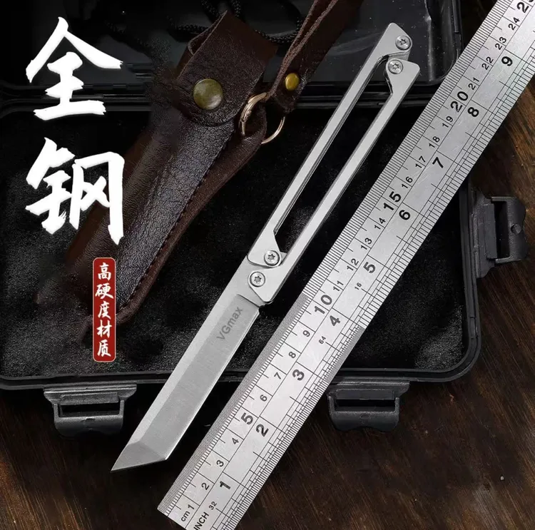 全钢一体伸缩折叠刀便携式野营折刀户外工具轻巧瓜果刀