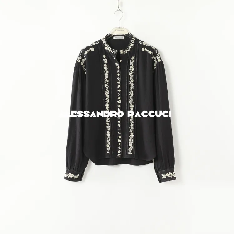 AP洛哥43076HC【吟风】100棉民族风立领定位绣花气质百搭衬衫2024秋