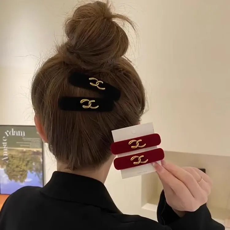 小香风丝绒发夹侧边精致风边夹法式头饰刘海夹鸭嘴夹一字夹发卡子