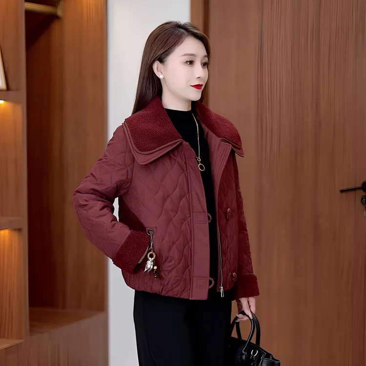 小个子短款棉衣外套女2025秋冬新款时尚洋气百搭妈妈装棉服