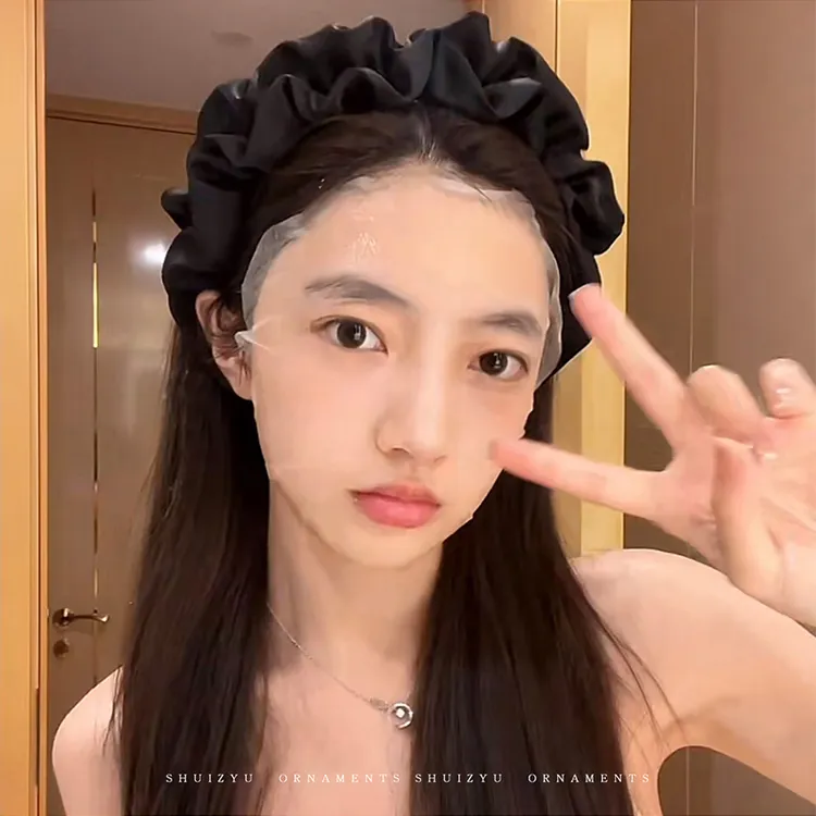 布艺发饰高颅顶褶皱木耳边时尚宽边显脸小发箍头箍简约无痕蓬松