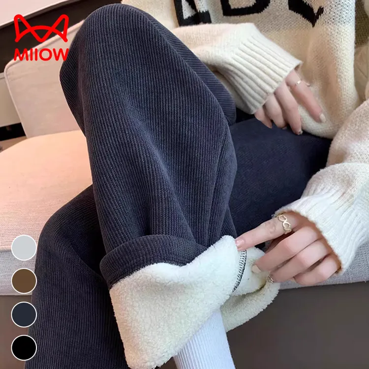 MiiOW/猫人孕妇裤子秋冬季外穿2025新款加绒加厚托腹直筒阔腿裤