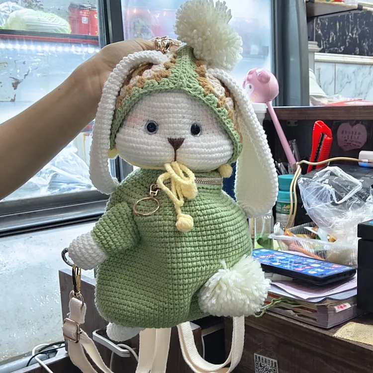 （成品）儿童款绿色兔子斜挎包