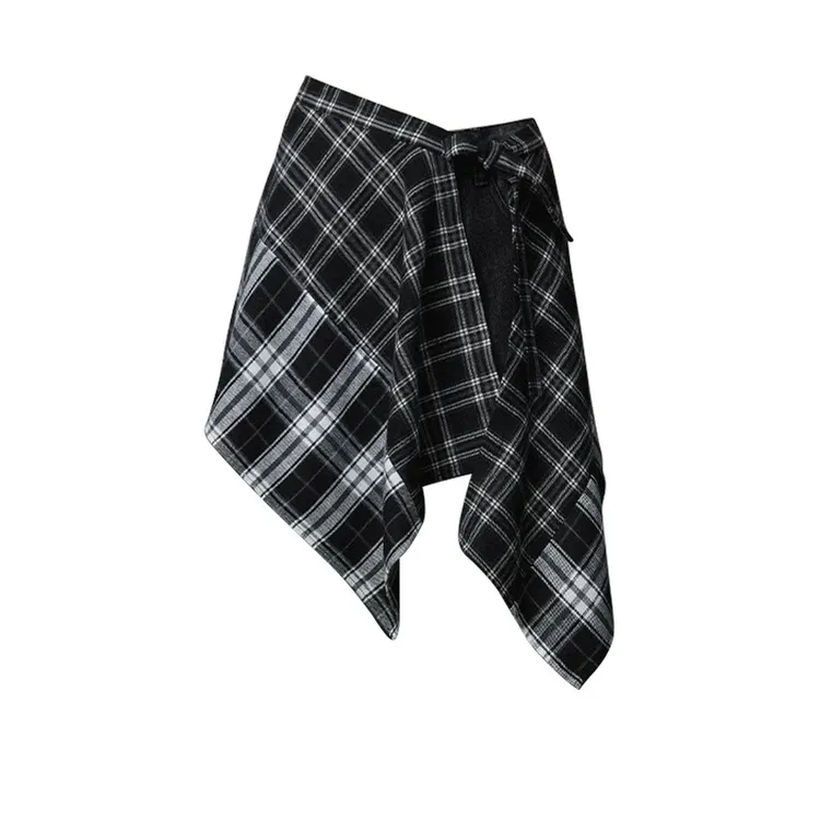 一片式系带藏肉神器卫衣t恤叠穿潮流格子遮屁帘男女下摆春夏百搭