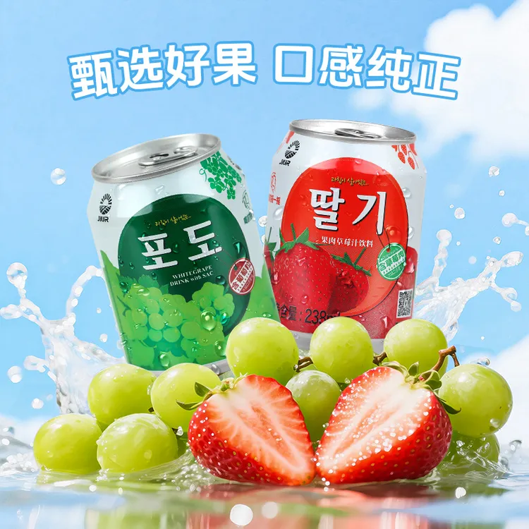 九日牌果肉果汁饮料清爽解腻解暑葡萄草莓多口味组合238ml*10罐