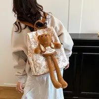 小熊公仔双肩背包双肩包包网红洋气时尚百搭ins韩版双肩包女