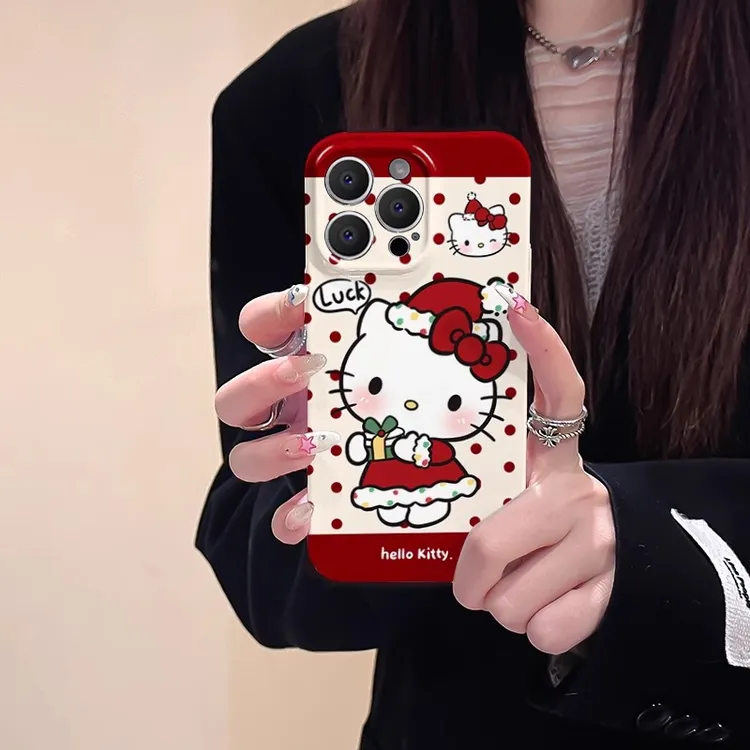 菲林软壳防摔kitty波点适用苹果16华为oppo小米15vivox200pro1加