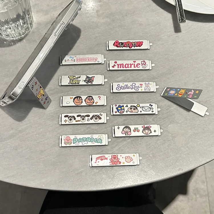 高级银色手机金属支架适用苹果手机壳华为趣味卡通可爱动漫防摔折