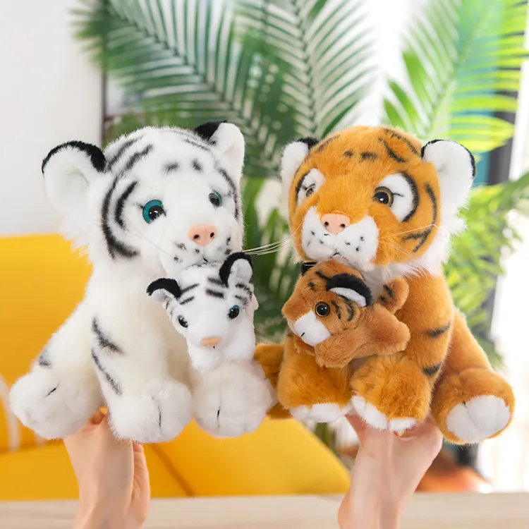 真母子老虎公仔小白虎毛绒玩具布娃娃玩偶动物园儿童生日礼物可爱