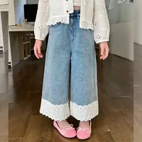 栀了成长记童装女童韩版拼接宽松牛仔裤春季儿童裤子宝宝阔腿裤