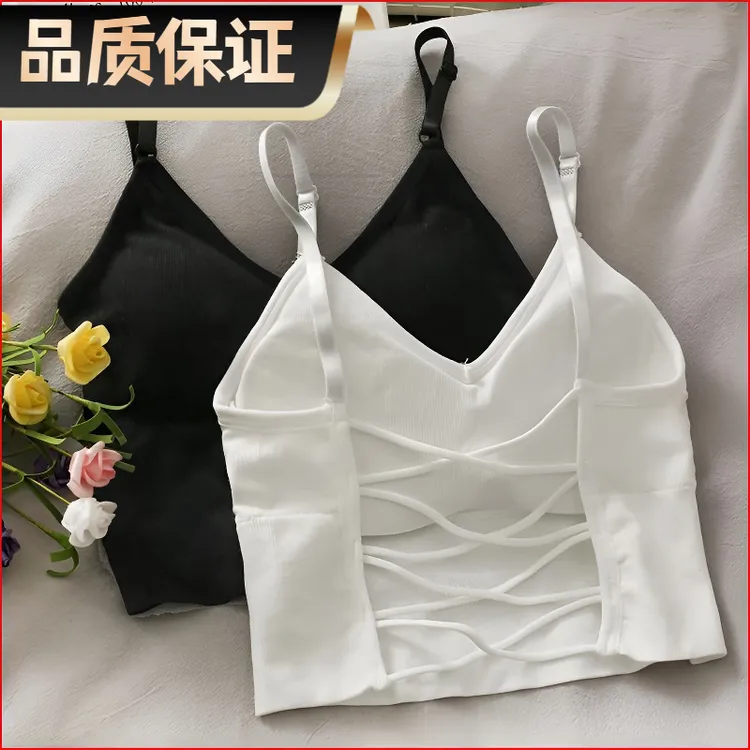 性感吊带背心女带胸垫百搭外穿色短款辣妹打底抹胸上衣女通勤显瘦