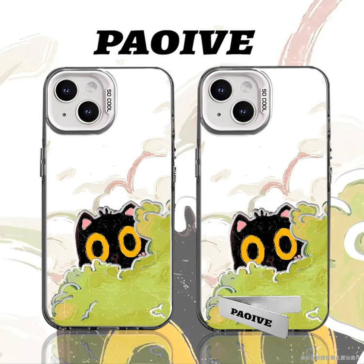草地猫咪创意适用苹果华为vivoiPhone小米三星防摔彩银手机壳