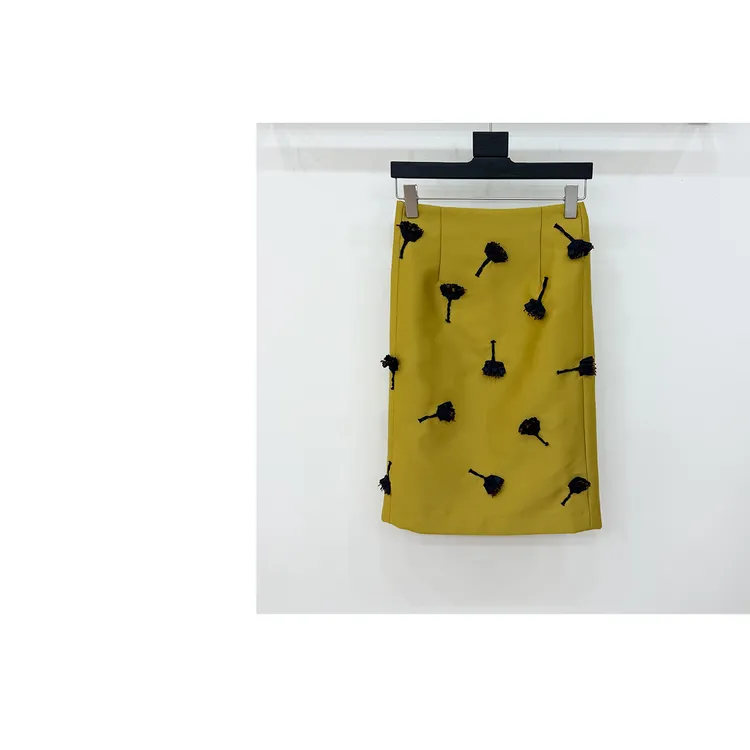 JIAYE CHAN千金风立体花朵后开叉半身裙