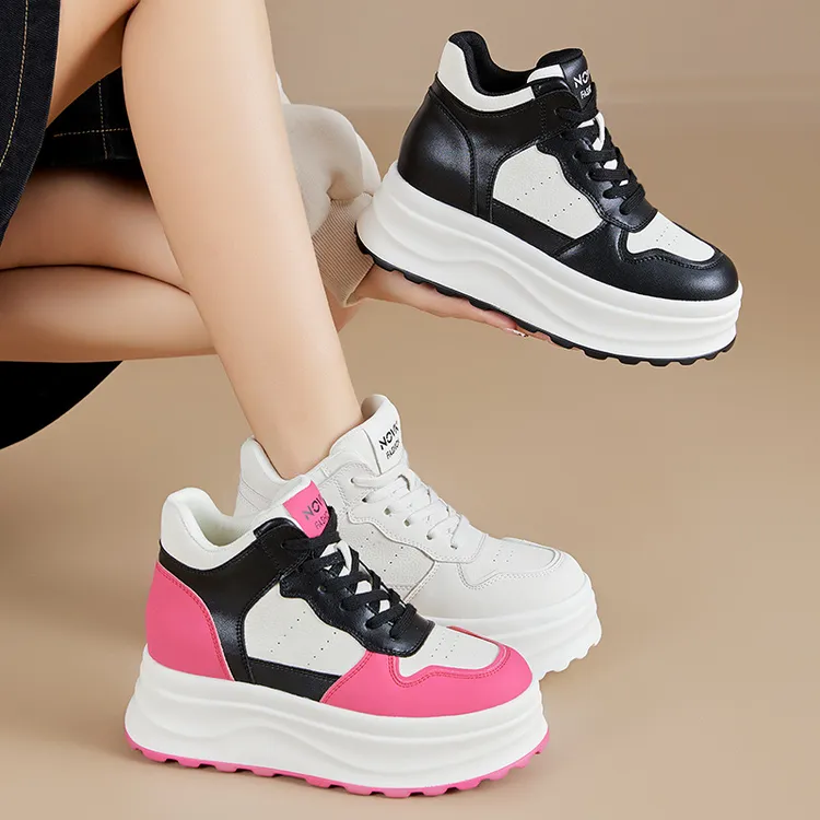 平底增高休闲鞋冬季女鞋不累脚厚底高帮小白鞋子女百搭XBH2509