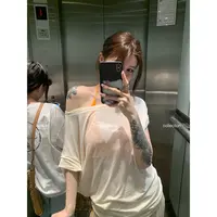 THREE GOOOD/三吉天丝亚麻不对称T恤设计感百搭上衣Y725Y04206