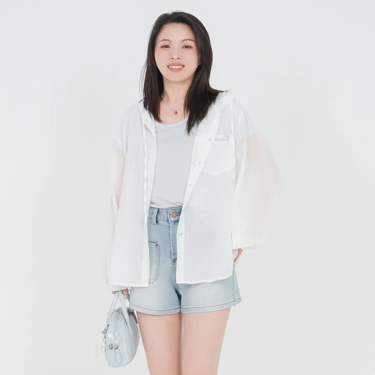 小个子圆圆9902韩版连帽透气薄款防晒衣夏季短款宽松户外皮肤衣