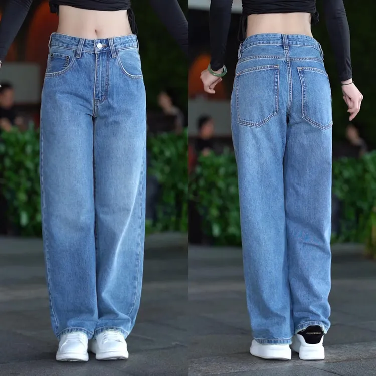 2025Clanfit牛仔裤男百搭素雅蓝直筒版型长裤无弹简约宽松阔腿裤