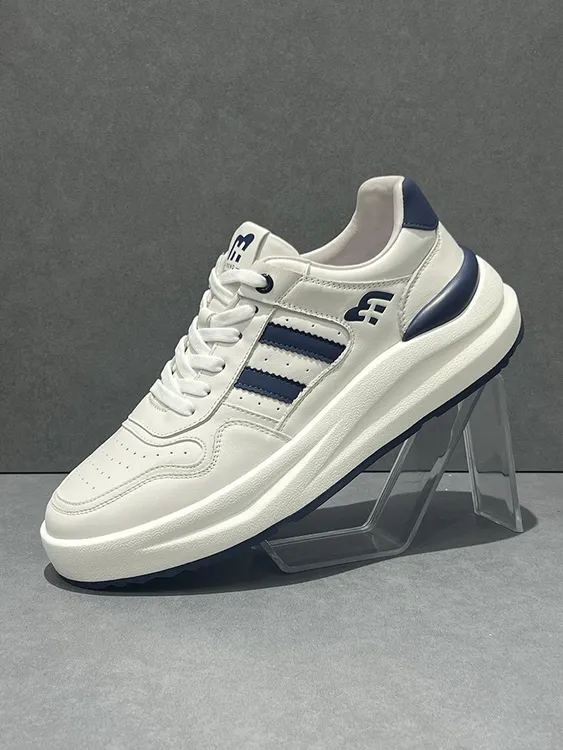 2025秋冬季新款镂空透气休闲小白鞋厚底休闲板鞋增高百搭加绒男鞋