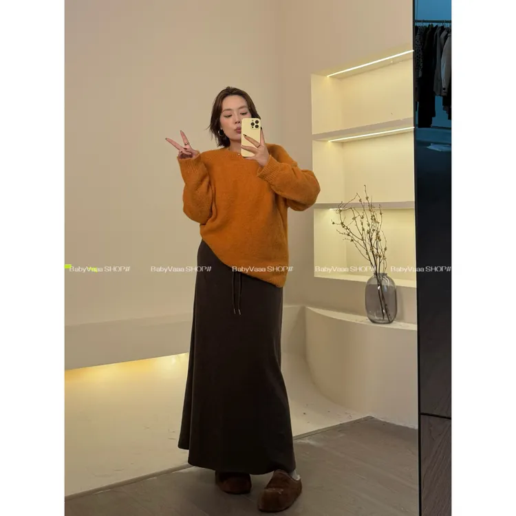 【舒芙裙】舒芙蕾秋冬百搭慵懒风半身裙胖MM遮肉显瘦厚版半身裙