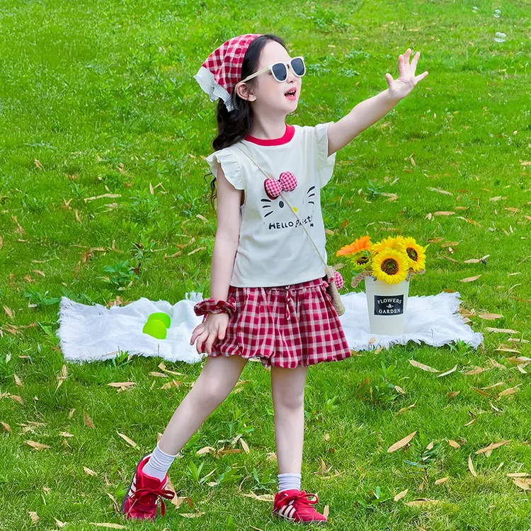 女童背心套装夏季薄款2025新款儿童可爱童趣夏装女孩洋气时髦穿搭