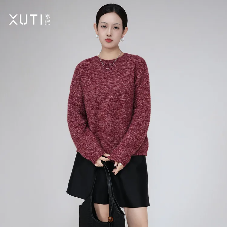 序缇秋季山羊绒桑蚕丝保暖毛衣女2025新款针织上衣J93-22960