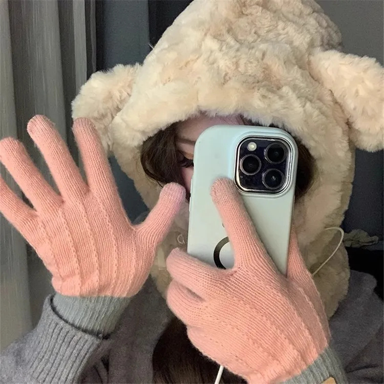 冬季加绒加厚触屏保暖手套情侣网红款防羊绒防寒保暖骑车日用