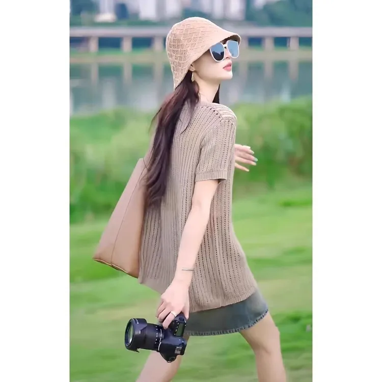 哥弟阿玛施正品短袖套装短裤小个子牛仔洋气时尚夏季显瘦气质休闲