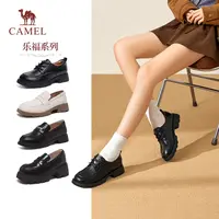 骆驼女鞋2025秋季新款真皮复古英伦风牛津鞋单鞋乐福鞋粗跟小皮鞋