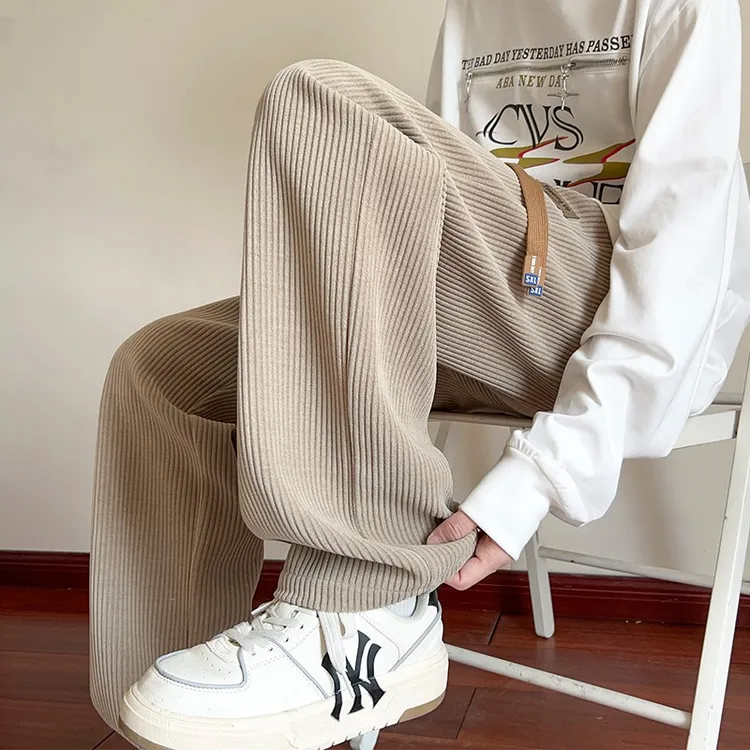 仓石一树灯芯绒裤子男士春秋冬新款雪尼尔宽松直筒休闲裤阔腿长裤