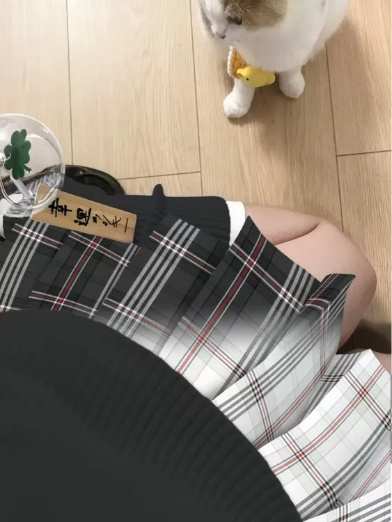 【清绯×夜绯】原创格裙半身裙jk制服学院百褶裙校供刺绣双子短裙