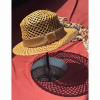 【夏来】出口单 特殊编织网格小众平顶草帽