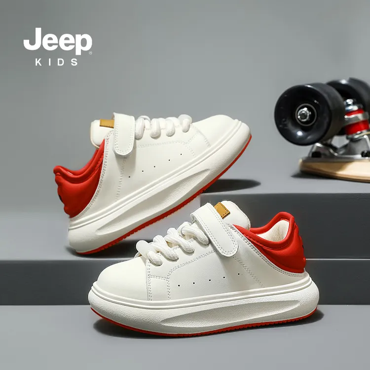 jeep吉普儿童新年限定小白鞋2025春季新款皮面百搭户外运动休闲鞋