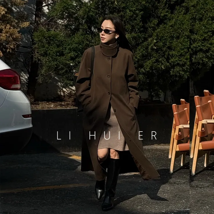 LiHuiEr李慧儿【希腊画报】极简立领廓形风衣中长款外套LL025554